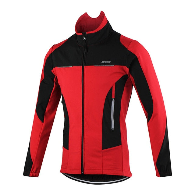 Men Winter Thermal Cycling Jacket Windproof Waterproof MTB Bike Jacket Sports Softshell Coat Bicycle Clothing Reflective