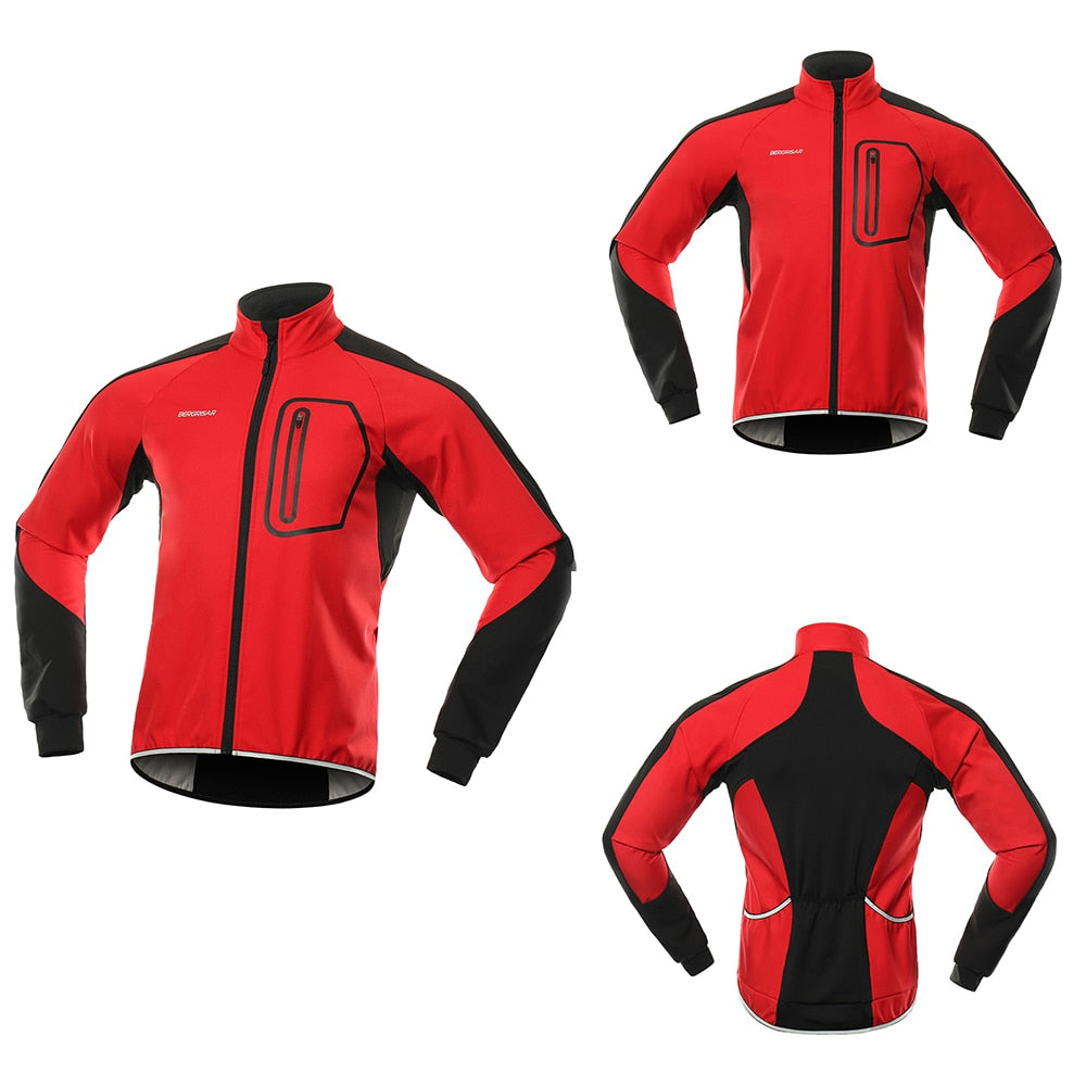 Cycling Jacket Men Winter Thermal Softshell Windproof Waterproof Bike Jacket MTB Coat Bicycle Clothing Reflective